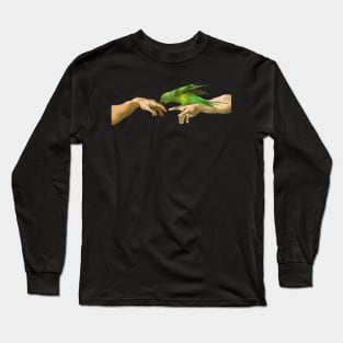 Alexandrine biting Adam, Michelangelo Green Indian ringneck Long Sleeve T-Shirt